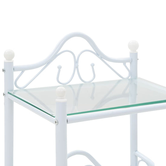 Nachtkastjes 45x30,5x60 cm staal en gehard glas wit MeubelReus
