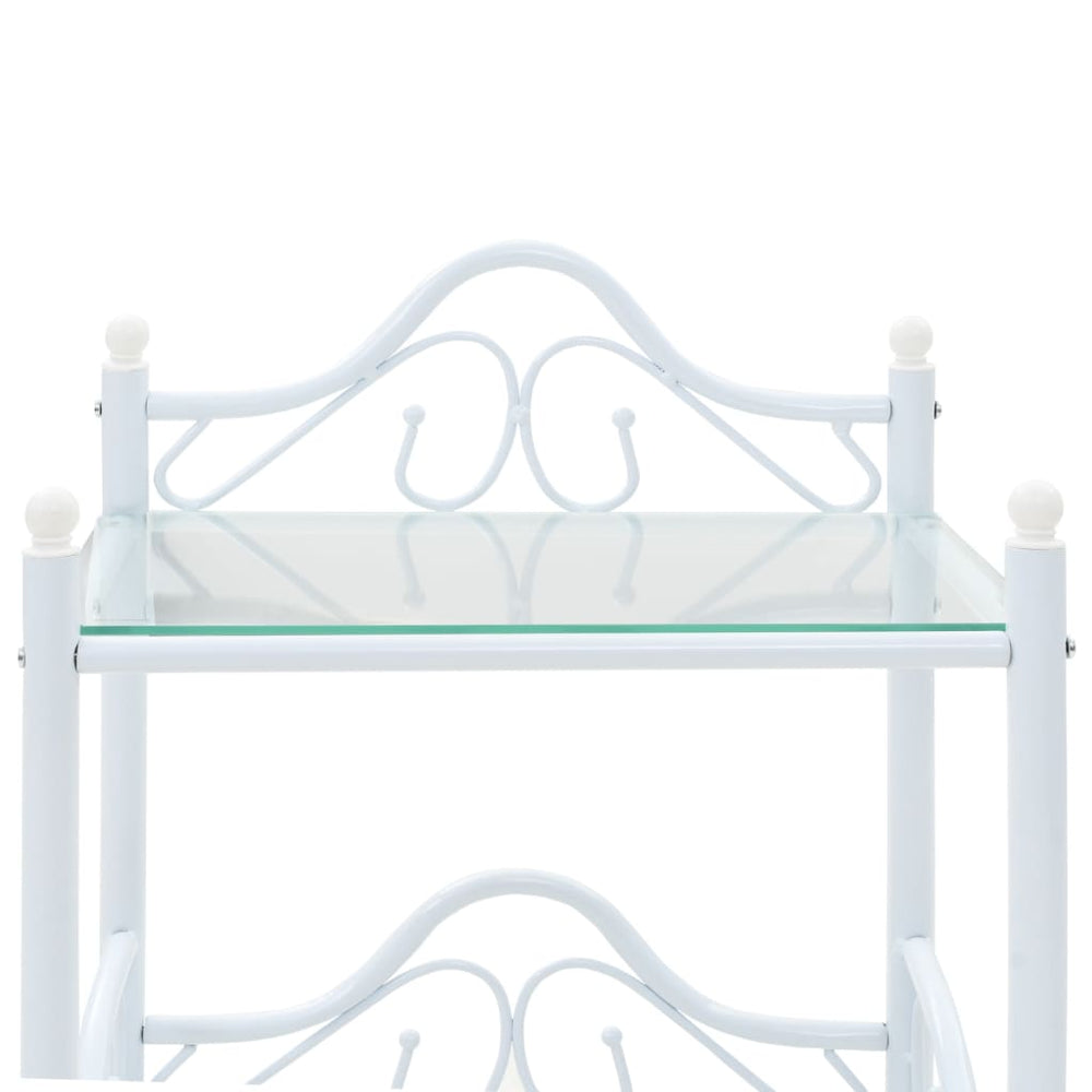 Nachtkastjes 45x30,5x60 cm staal en gehard glas wit MeubelReus
