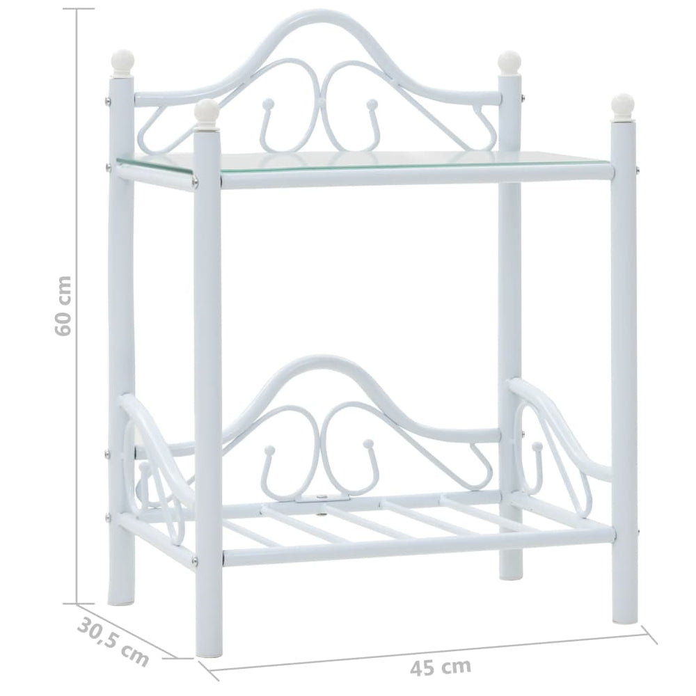 Nachtkastjes 45x30,5x60 cm staal en gehard glas wit MeubelReus