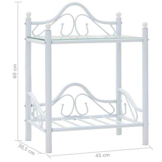Nachtkastjes 45x30,5x60 cm staal en gehard glas wit MeubelReus