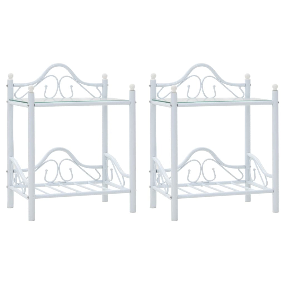 Nachtkastjes 45x30,5x60 cm staal en gehard glas wit 2 st MeubelReus