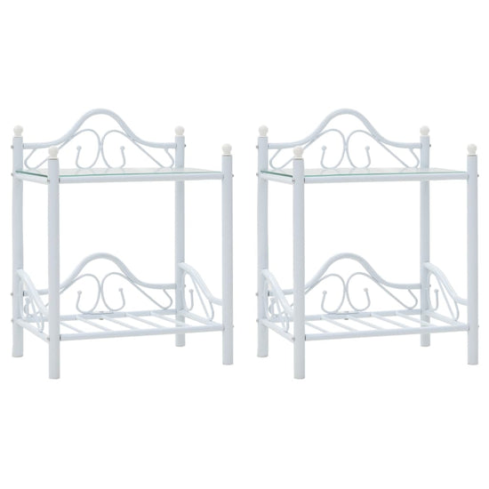 Nachtkastjes 45x30,5x60 cm staal en gehard glas wit 2 st MeubelReus