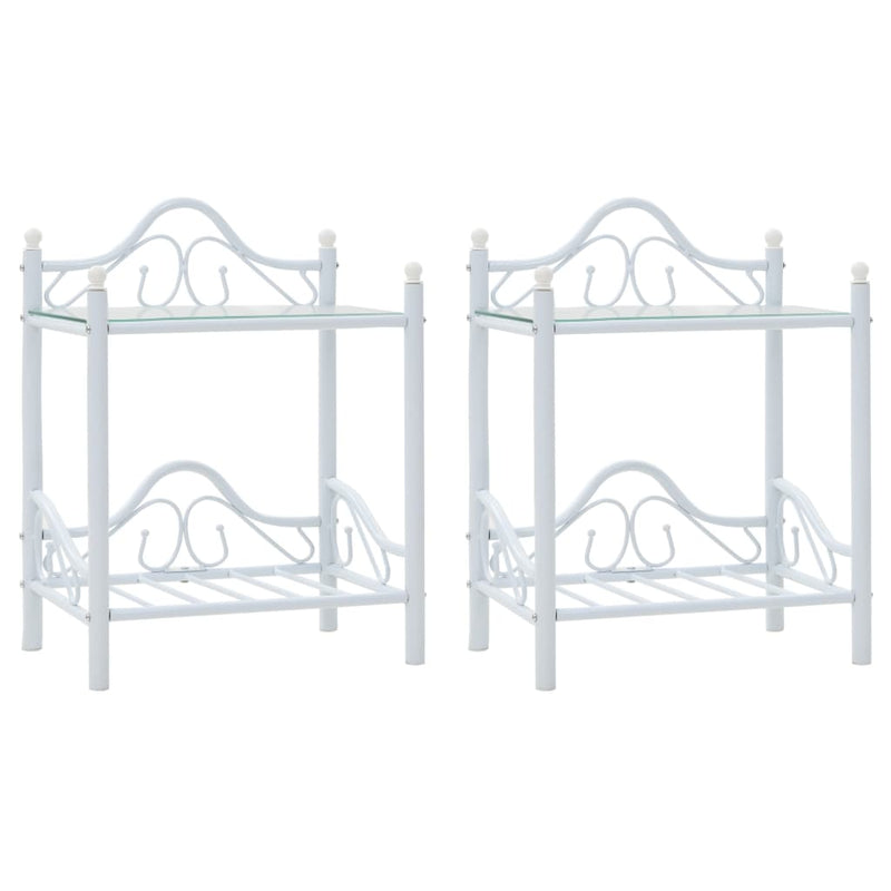 Nachtkastjes 45x30,5x60 cm staal en gehard glas wit 2 st MeubelReus