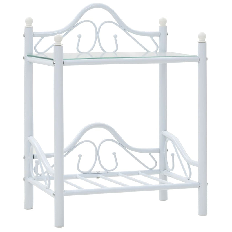 Nachtkastjes 45x30,5x60 cm staal en gehard glas wit 2 st MeubelReus