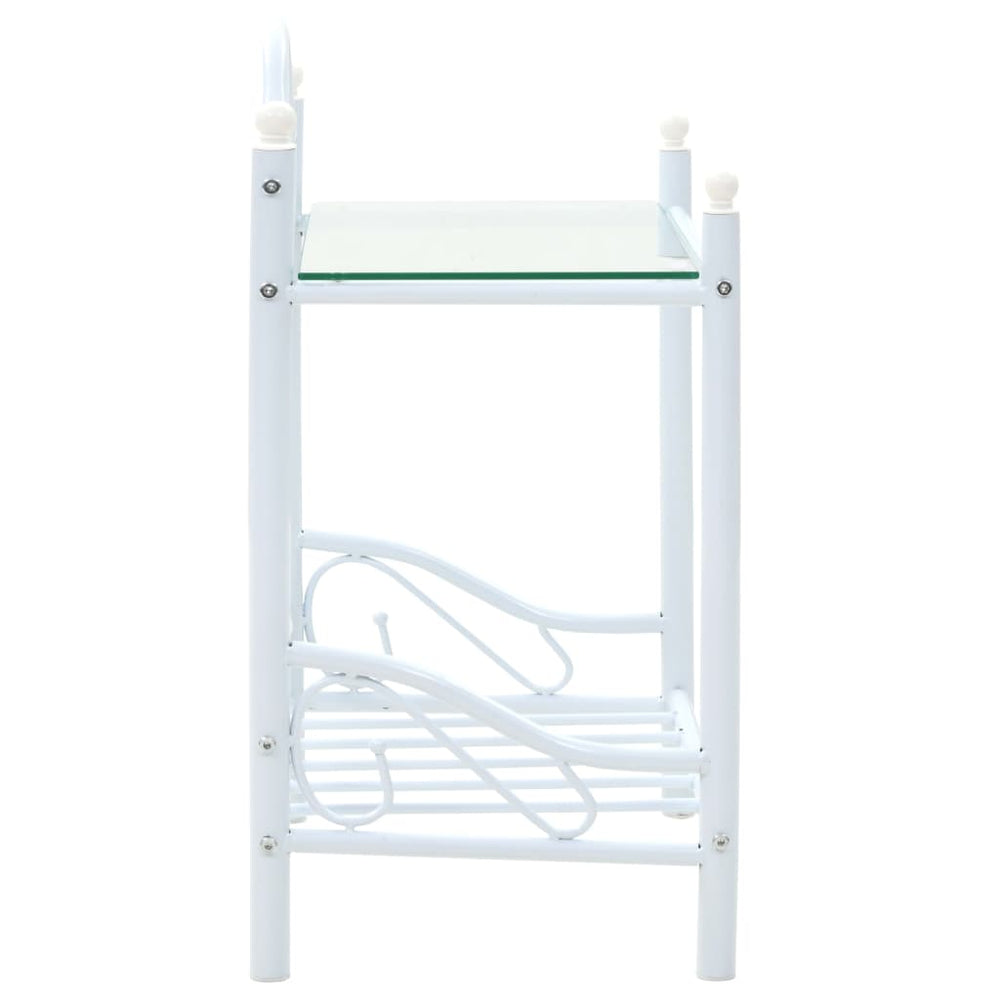 Nachtkastjes 45x30,5x60 cm staal en gehard glas wit 2 st MeubelReus