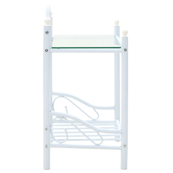 Nachtkastjes 45x30,5x60 cm staal en gehard glas wit 2 st MeubelReus