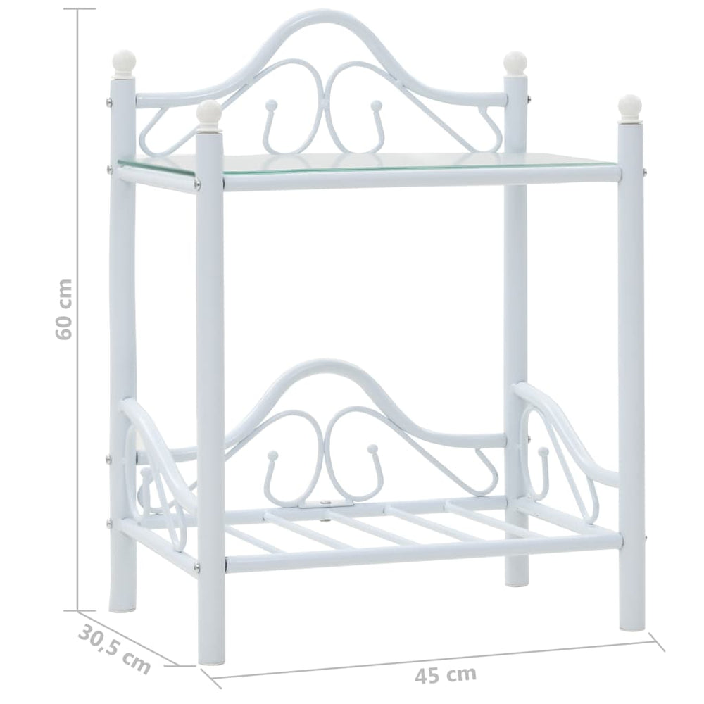 Nachtkastjes 45x30,5x60 cm staal en gehard glas wit 2 st MeubelReus