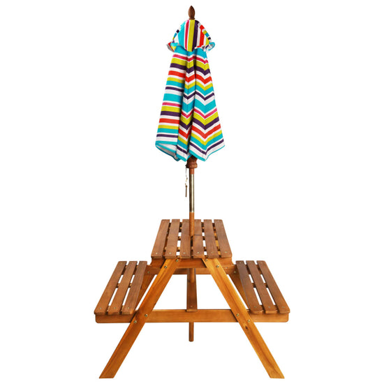 Kinderpicknicktafel met parasol 79x90x60 cm massief acaciahout MeubelReus