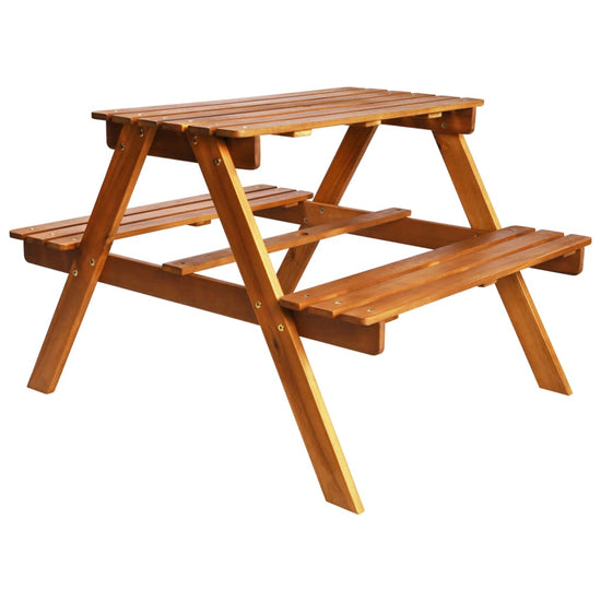 Kinderpicknicktafel met parasol 79x90x60 cm massief acaciahout MeubelReus