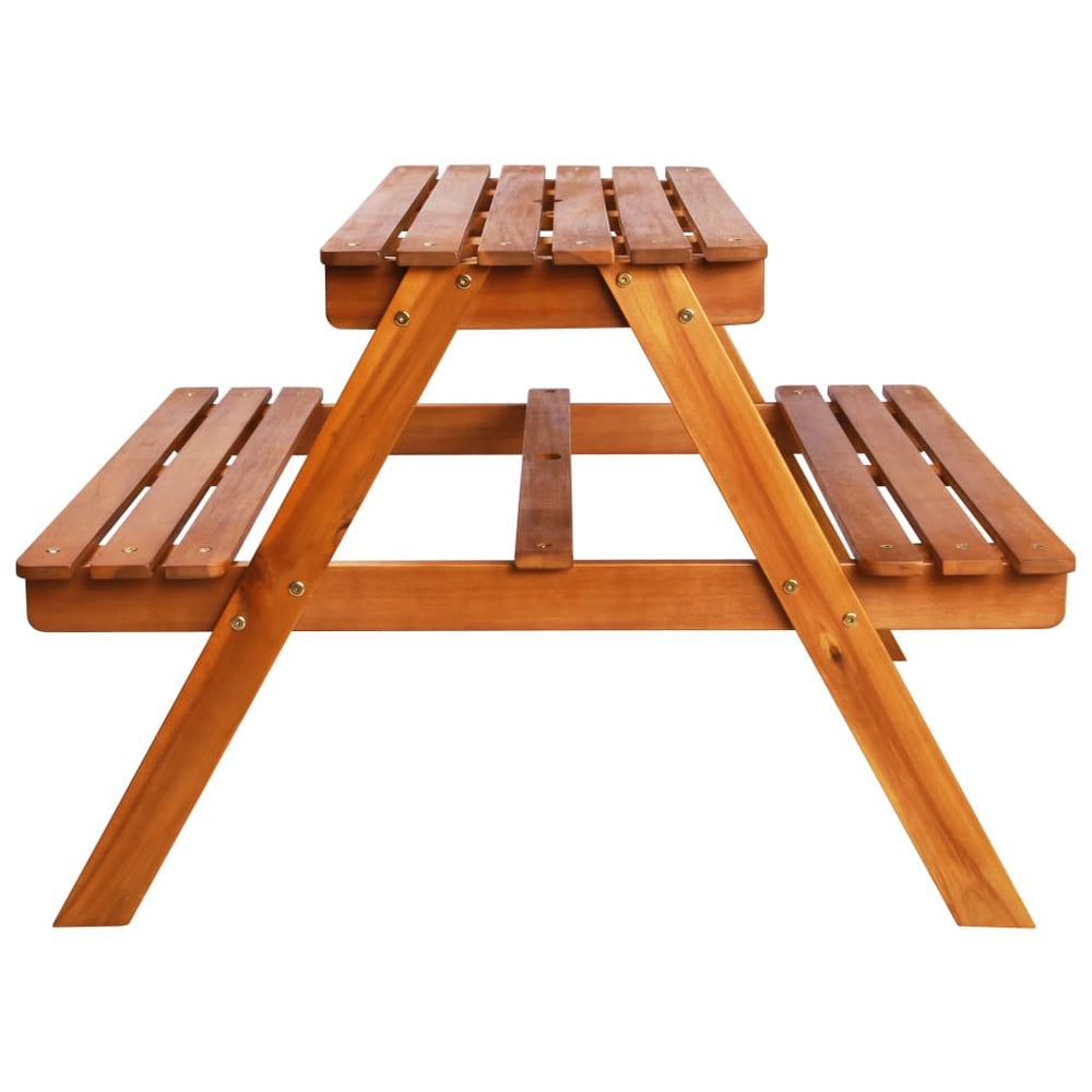 Kinderpicknicktafel met parasol 79x90x60 cm massief acaciahout MeubelReus