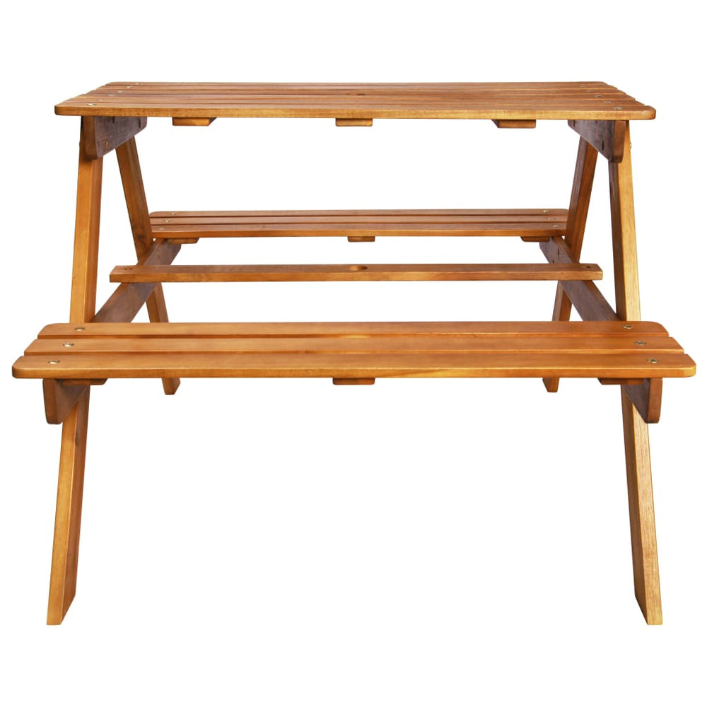 Kinderpicknicktafel met parasol 79x90x60 cm massief acaciahout MeubelReus