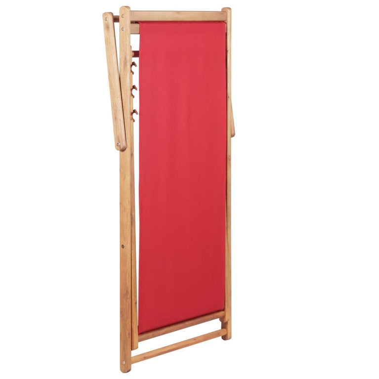 Strandstoel inklapbaar stof en houten frame rood MeubelReus