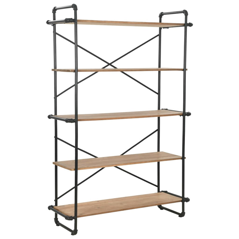 Boekenkast 120x42x180 cm massief vurenhout en staal MeubelReus