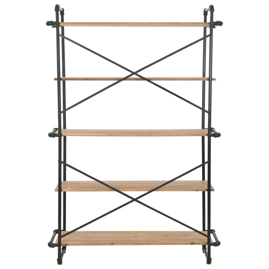 Boekenkast 120x42x180 cm massief vurenhout en staal MeubelReus