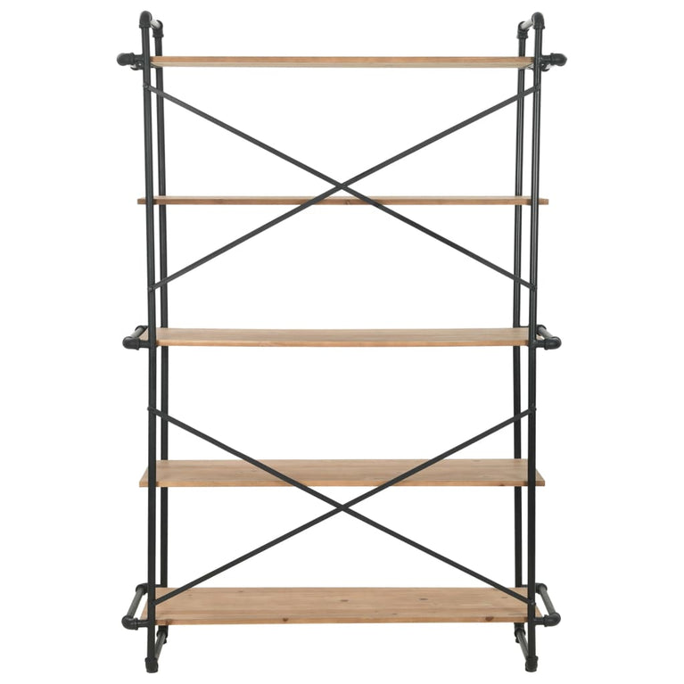 Boekenkast 120x42x180 cm massief vurenhout en staal MeubelReus