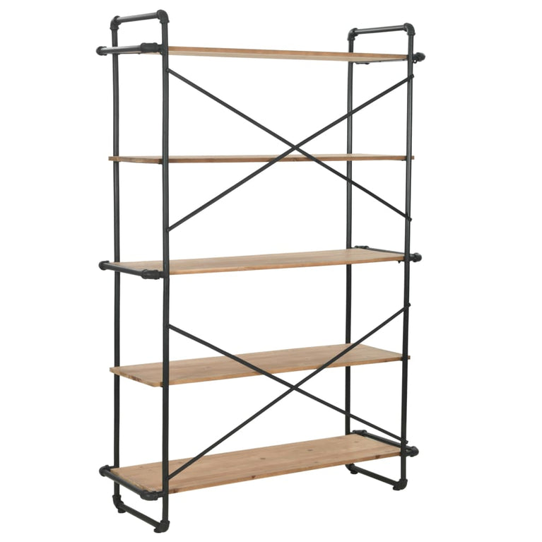 Boekenkast 120x42x180 cm massief vurenhout en staal MeubelReus
