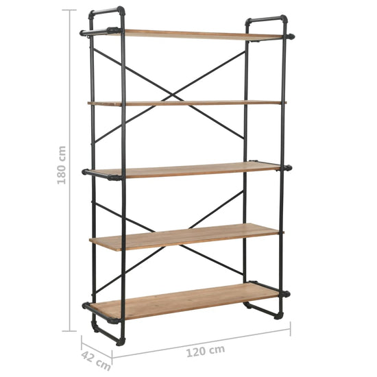 Boekenkast 120x42x180 cm massief vurenhout en staal MeubelReus