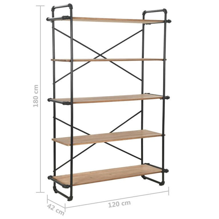 Boekenkast 120x42x180 cm massief vurenhout en staal MeubelReus