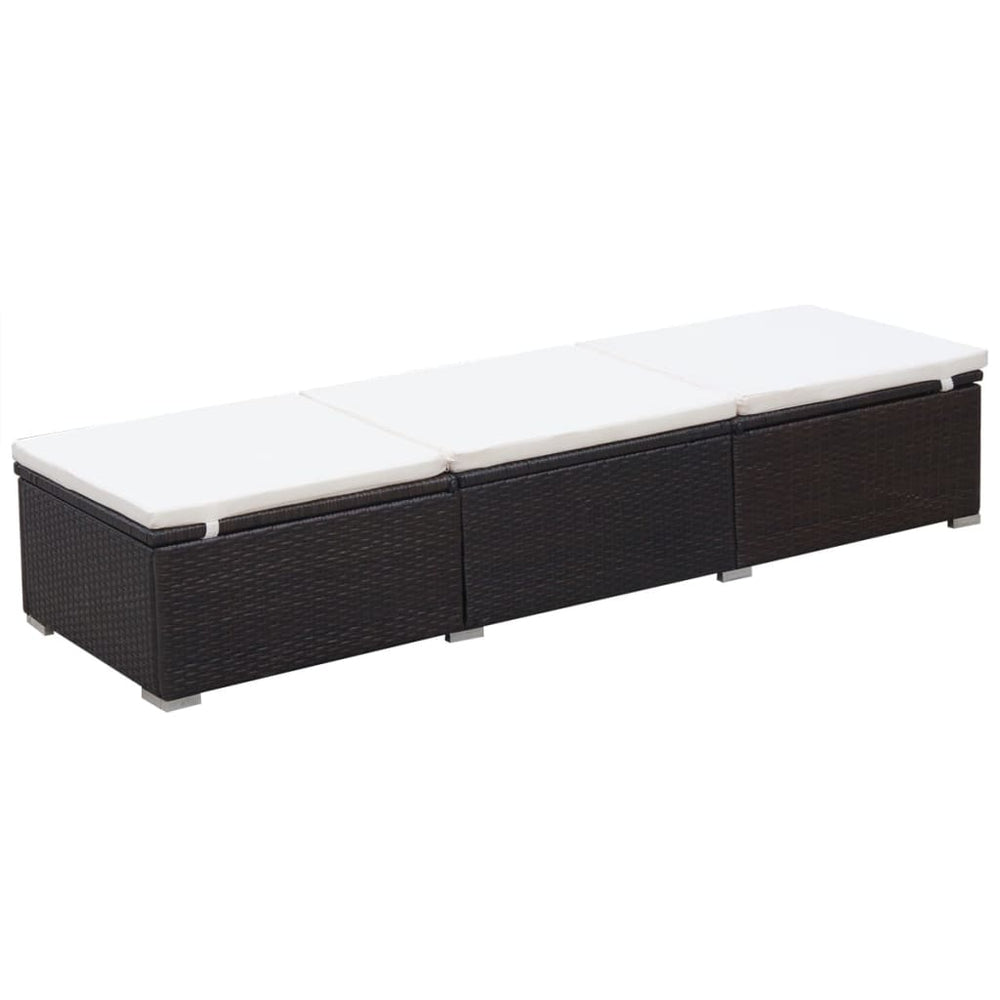 Ligbed met kussen poly rattan bruin MeubelReus