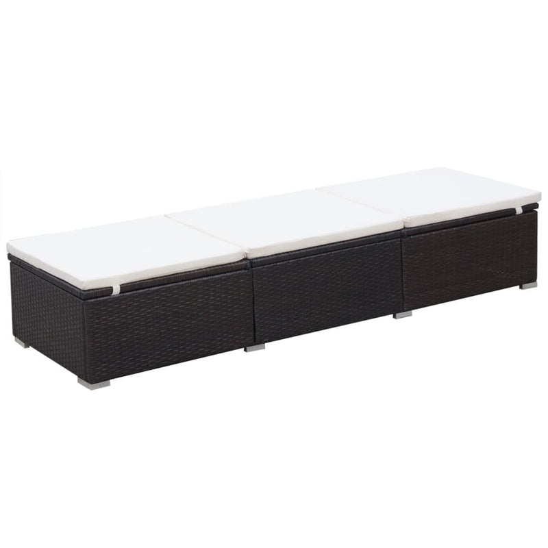 Ligbed met kussen poly rattan bruin MeubelReus