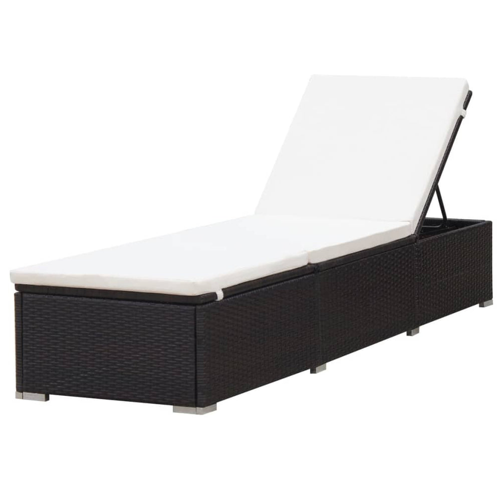 Ligbed met kussen poly rattan bruin MeubelReus
