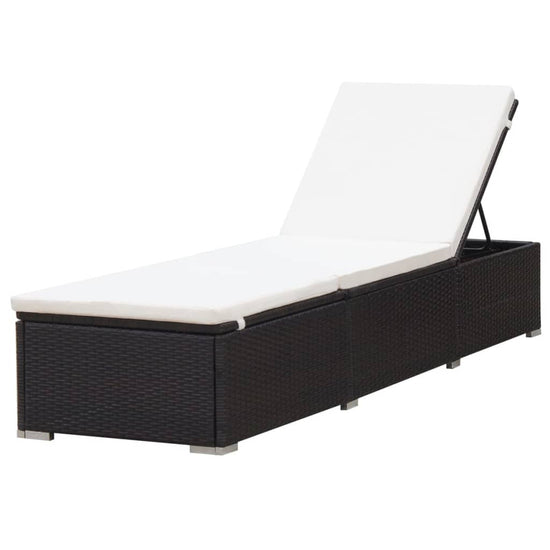 Ligbed met kussen poly rattan bruin MeubelReus