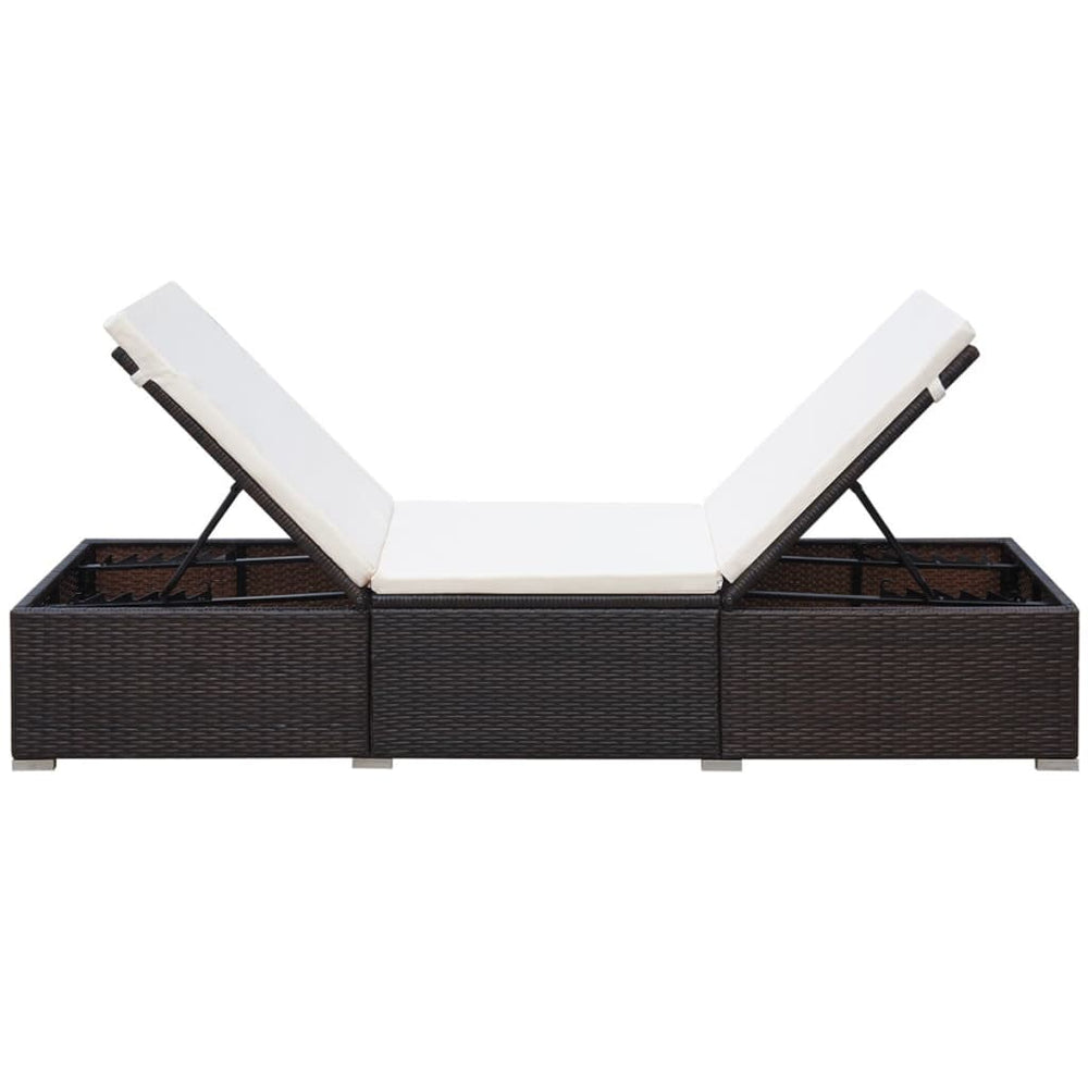 Ligbed met kussen poly rattan bruin MeubelReus