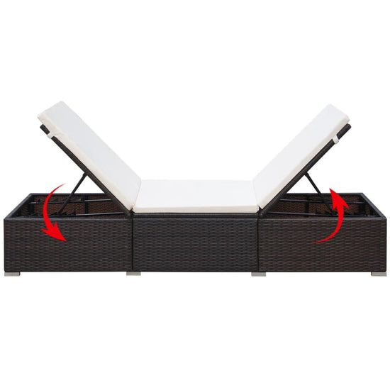 Ligbed met kussen poly rattan bruin MeubelReus