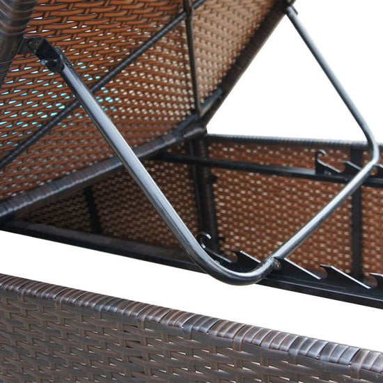 Ligbed met kussen poly rattan bruin MeubelReus