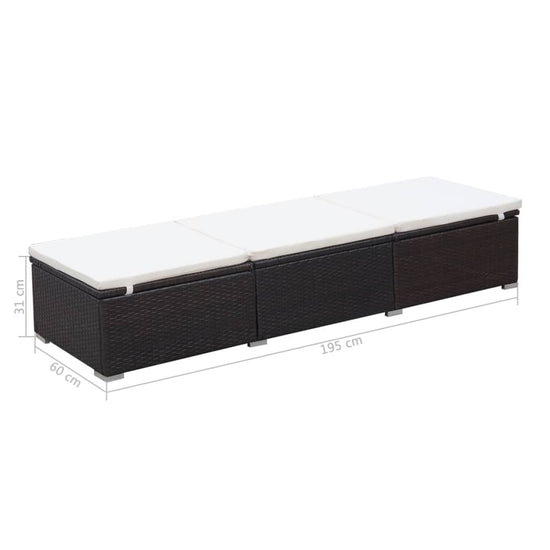Ligbed met kussen poly rattan bruin MeubelReus