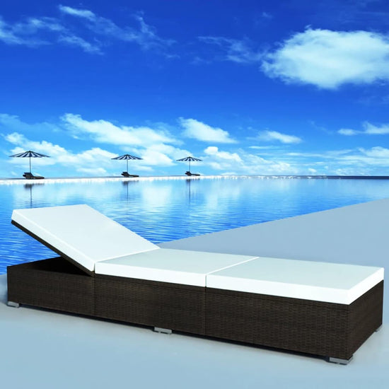 Ligbed met kussen poly rattan bruin MeubelReus