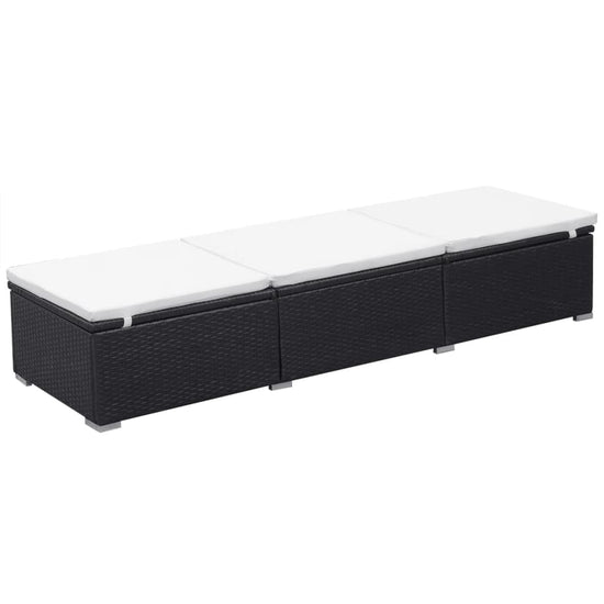 Ligbed met kussen poly rattan zwart MeubelReus