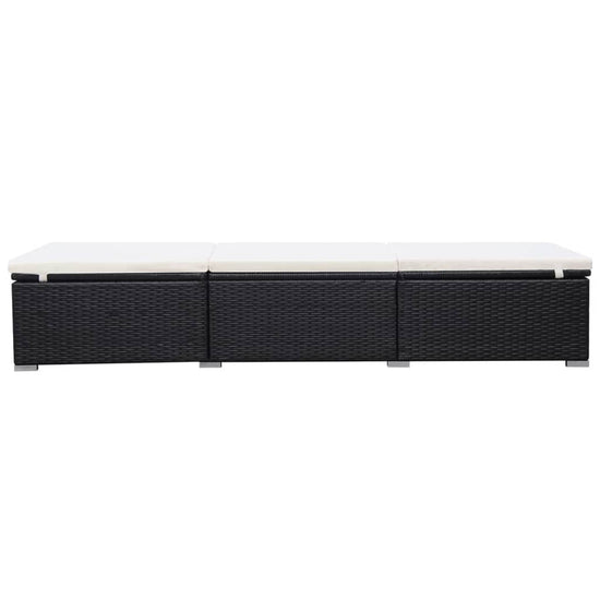 Ligbed met kussen poly rattan zwart MeubelReus