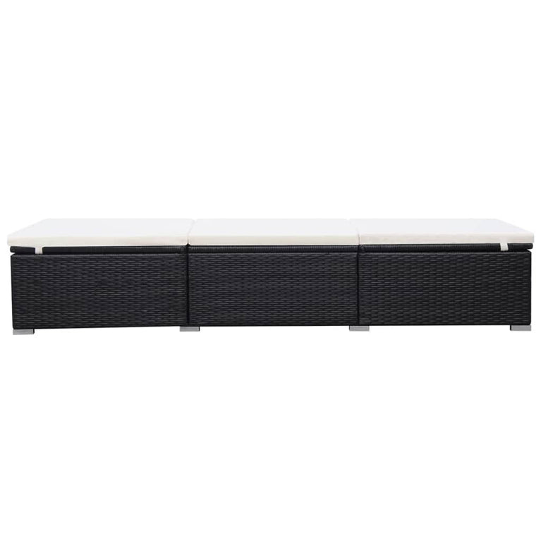 Ligbed met kussen poly rattan zwart MeubelReus