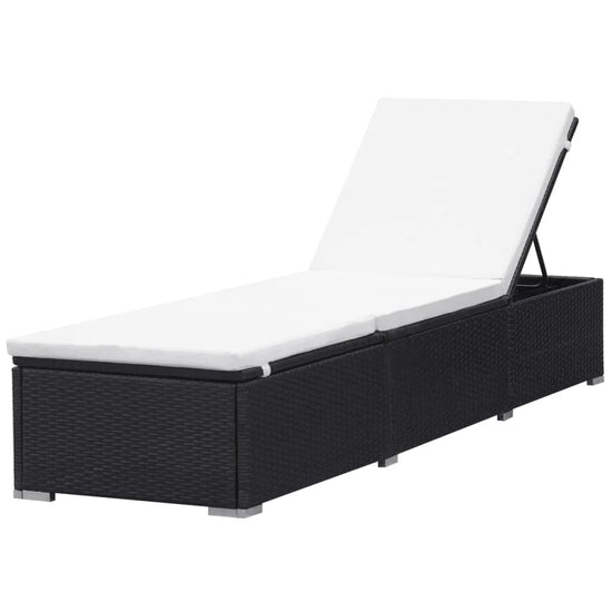Ligbed met kussen poly rattan zwart MeubelReus