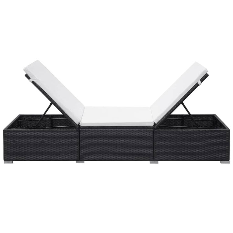 Ligbed met kussen poly rattan zwart MeubelReus