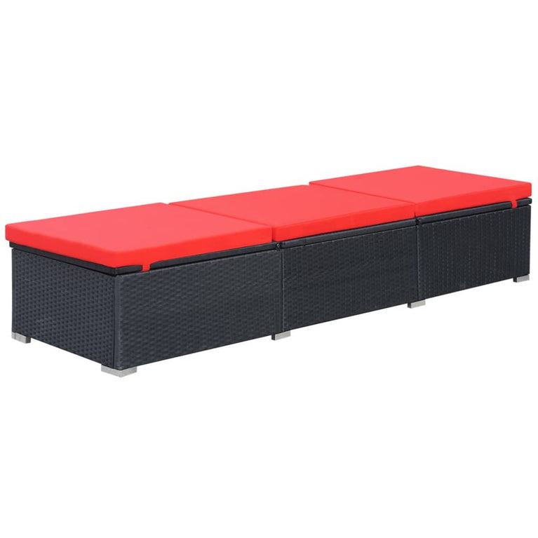 Ligbed met kussen poly rattan zwart MeubelReus
