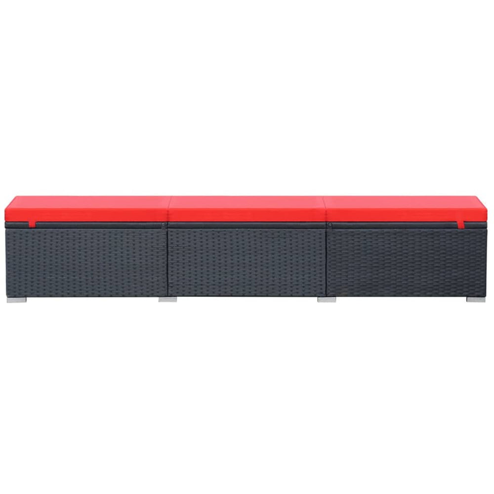 Ligbed met kussen poly rattan zwart MeubelReus
