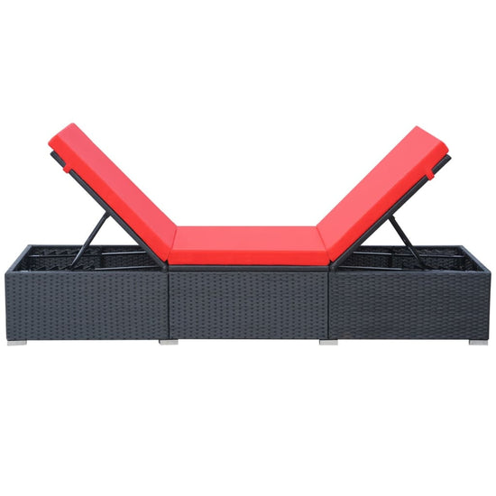 Ligbed met kussen poly rattan zwart MeubelReus
