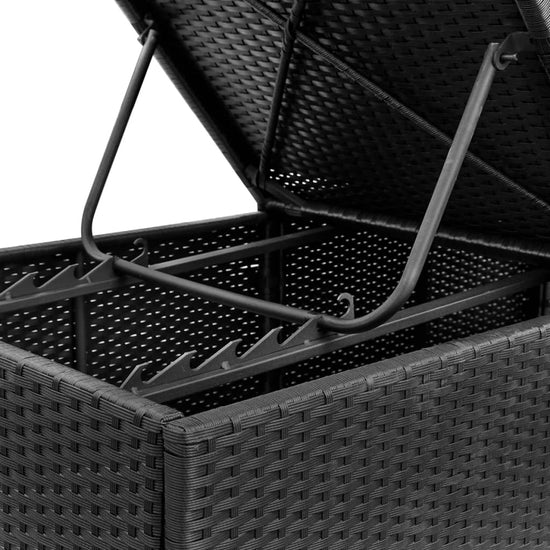 Ligbed met kussen poly rattan zwart MeubelReus