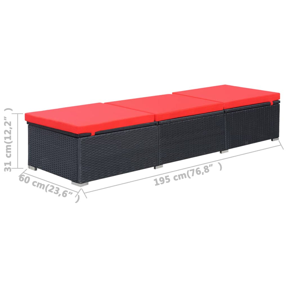 Ligbed met kussen poly rattan zwart MeubelReus