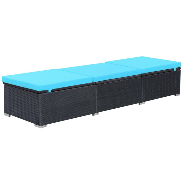 Ligbed met kussen poly rattan zwart MeubelReus