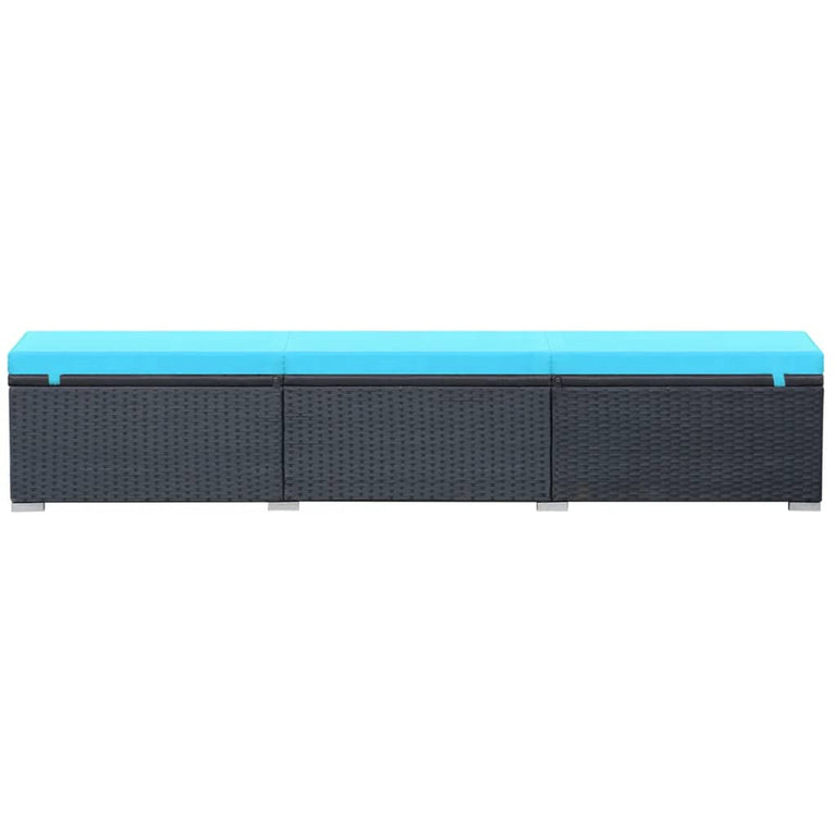 Ligbed met kussen poly rattan zwart MeubelReus