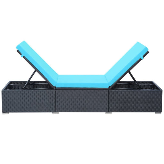 Ligbed met kussen poly rattan zwart MeubelReus