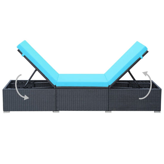 Ligbed met kussen poly rattan zwart MeubelReus