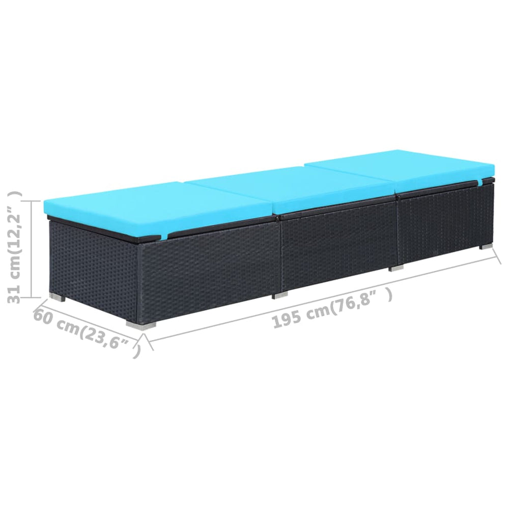 Ligbed met kussen poly rattan zwart MeubelReus