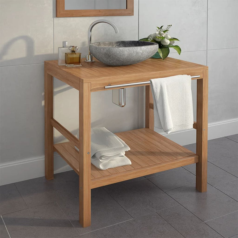 Badkamer wastafelkast 74x45x75 cm massief teakhout MeubelReus