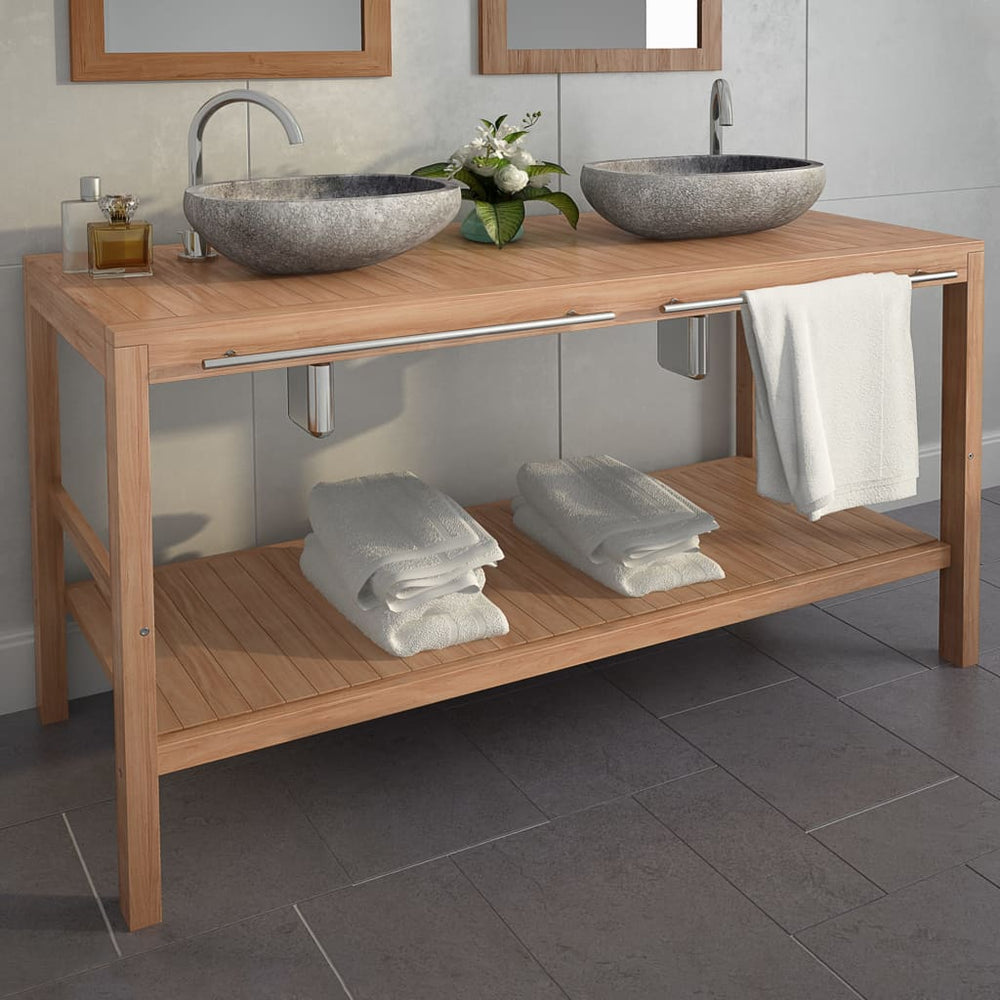 Badkamer wastafelkast 132x45x75 cm massief teakhout MeubelReus
