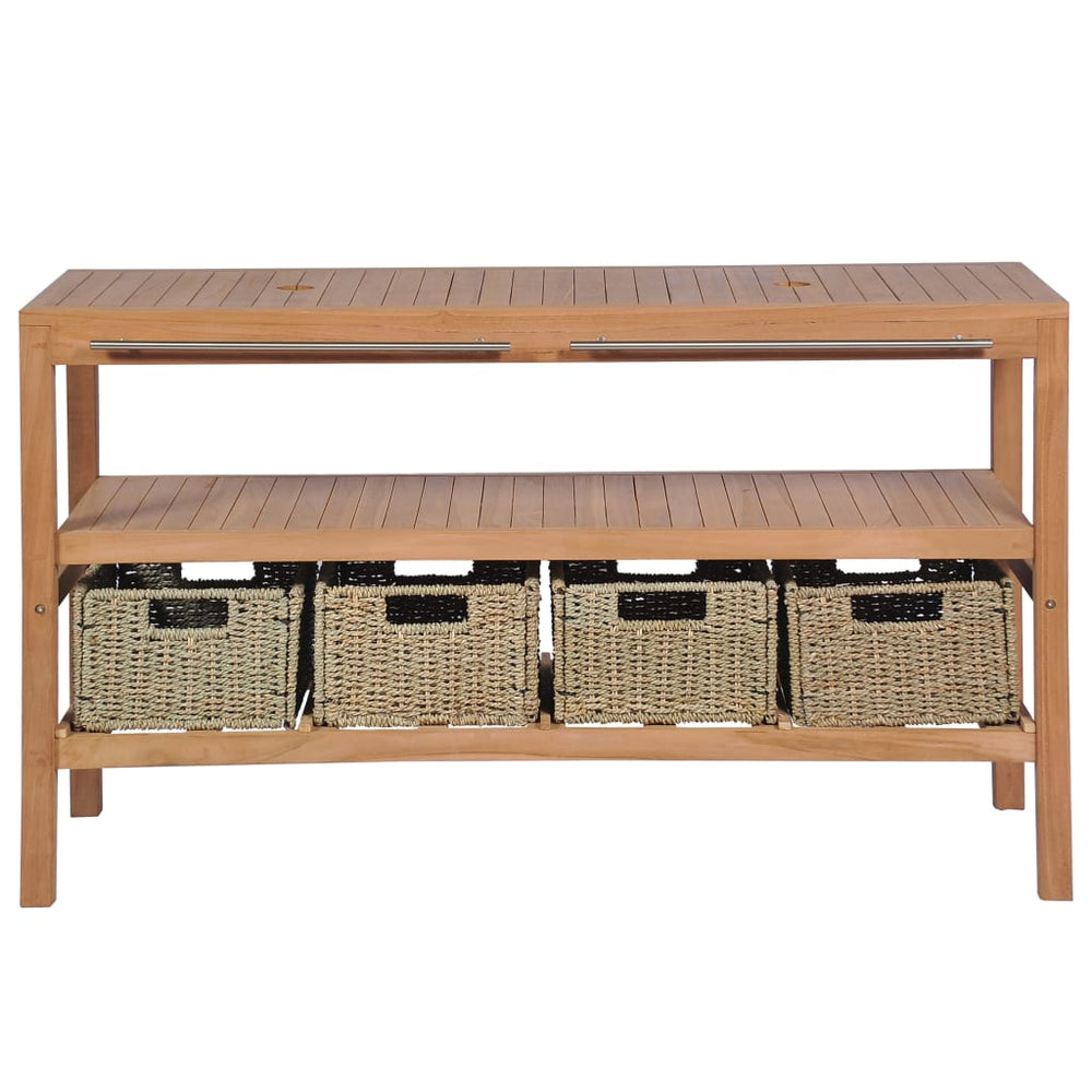 Badkamer wastafelkast met 4 manden 132x45x75cm massief teakhout MeubelReus