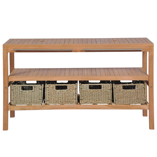 Badkamer wastafelkast met 4 manden 132x45x75cm massief teakhout MeubelReus